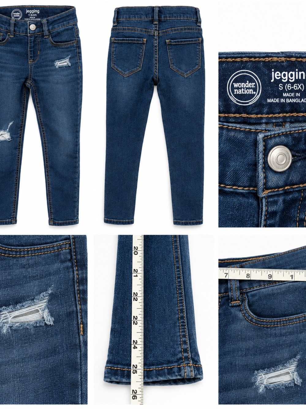 wonder nation Dark Blue Distressed Girls' Jeggings